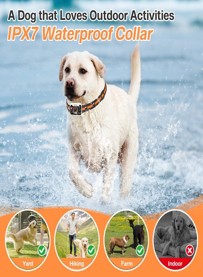 Wechip GPS Dog Collar with 3 Correction Mode,Wireless Dog Fence System with Open Outdoor IPX7 Waterproof (Orange White) - Image 4